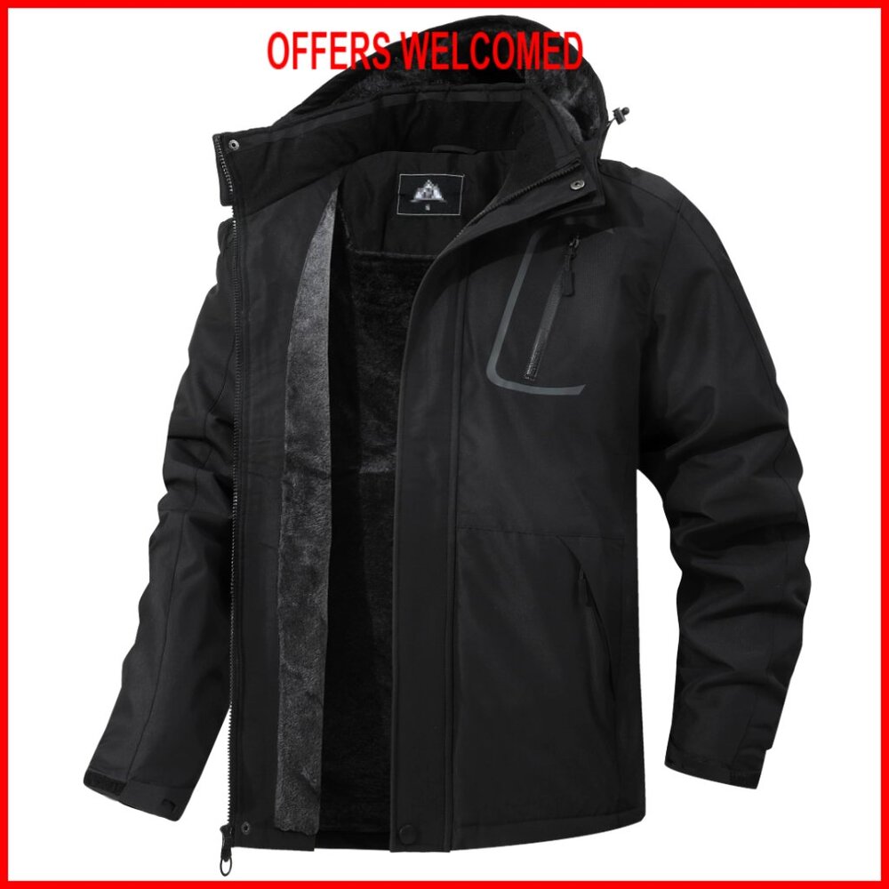 Men's Waterproof Fleece Ski Jacket with Hood